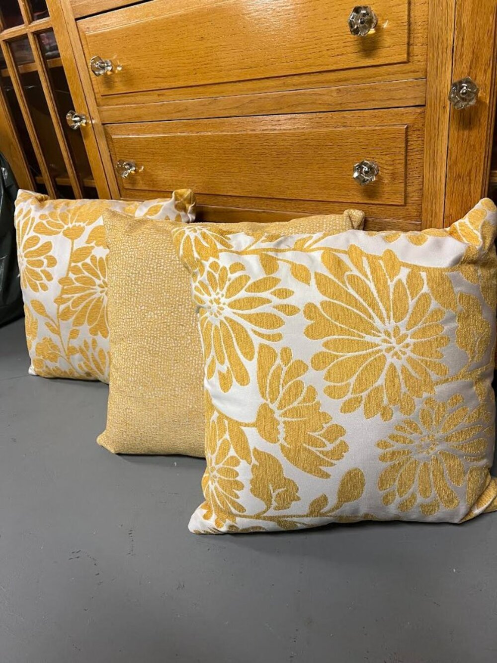 Set of 3 Yellow Throw Pillows
